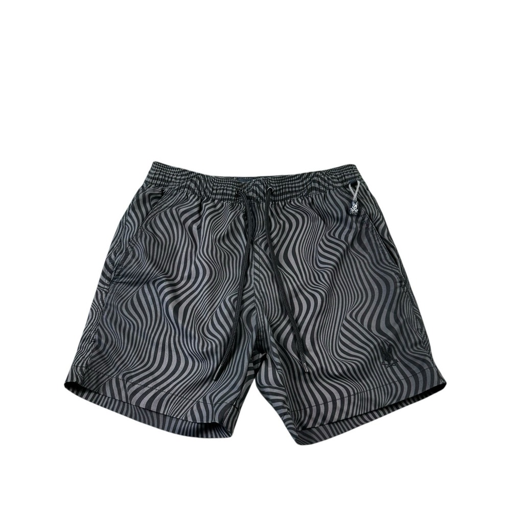 Psycho Bunny Black Gray Tropical Mesh Lined Swimshort Size Men XXS